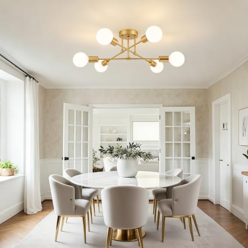 6 Lights Modern Sputnik Chandelier (Gold)