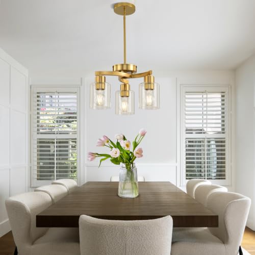 3 Light Brass Gold Dining Room Chandelier