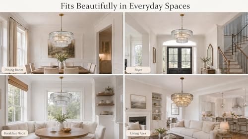 26 Inch Modern Round Clear Crystal Glass Chandelier