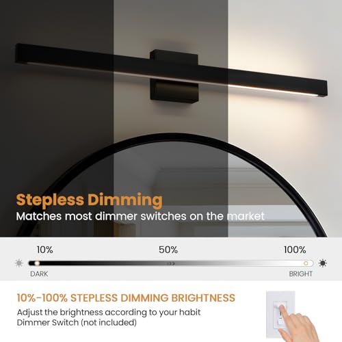 Modern Bathroom Vanity Light Black Bathroom Light Fixture Over Mirror 32 Inch 26W Dimmable 5CCT LED Vanity Light Bar for Bathroom Mirror Cabinets Bedroom