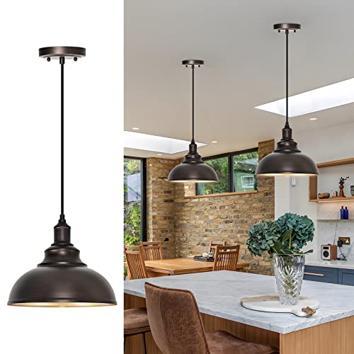 1 Pack Farmhouse Dome Pendant Lights for Kitchen Island Bronze