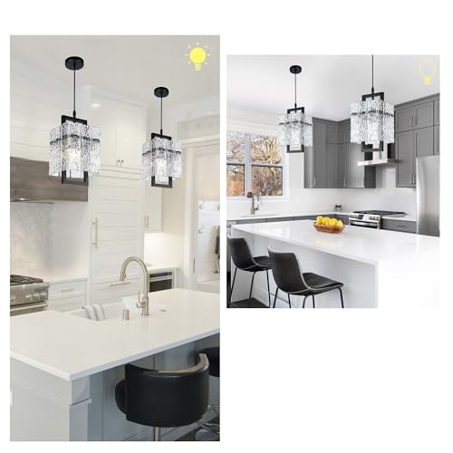 Black Crystal Pendant Light for Kitchen Island