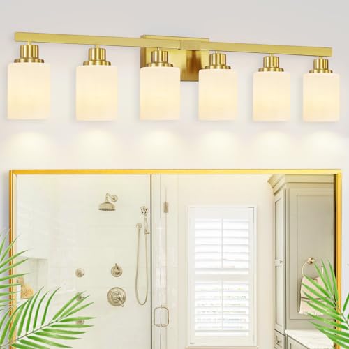 6 Light Gold Bathroom Vanity Light Bathroom Light Fixture 36.8in