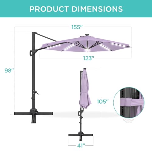 10ft Solar LED Cantilever Patio Umbrella