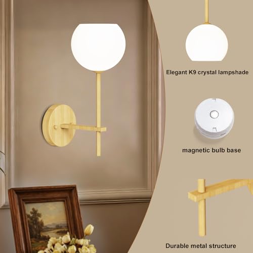 Wood Grain Battery Operated Wall Sconces Set of 2 (2 Count)