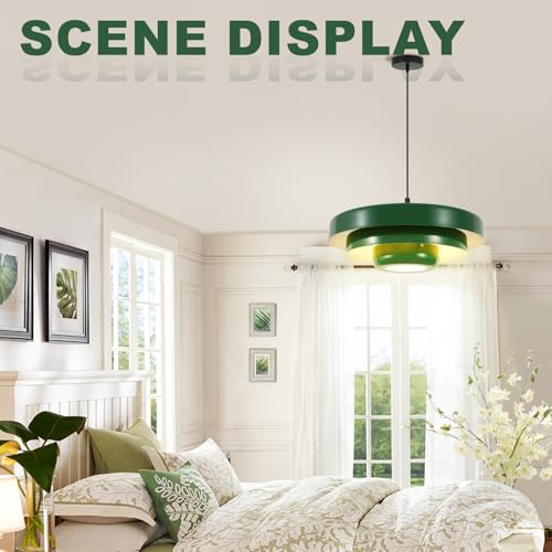 Vintage Green Pendant Light Industrial Adjustable Hanging Light