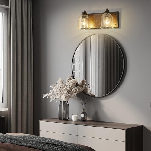 16" 2 Light Farmhouse Bathroom Vanity Light with Bubble Glass