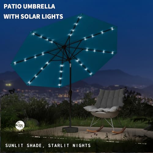 9FT Patio Umbrella with Solar Lights