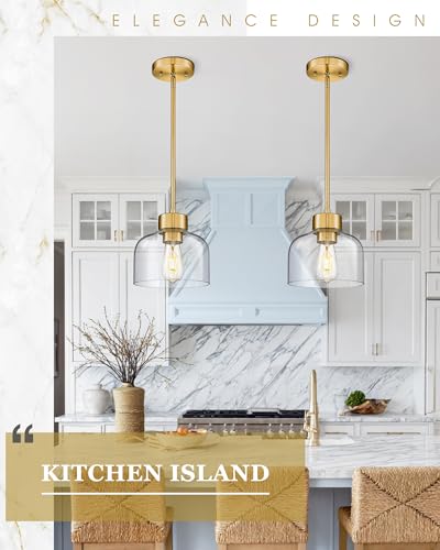 8" Brushed Gold Pendant Lights Kitchen Island