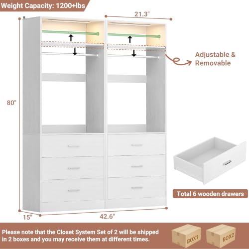 Freestanding Closet Systems with 2 Motion Sensor LED Lights