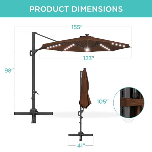 10ft Solar LED Cantilever Patio Umbrella