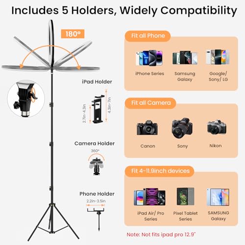 18" Foldable Ring Light with Stand for iPhone ipad