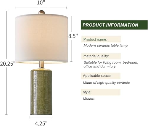 20.25" Small Table Lamps Set of 2 Modern Ceramic Lamps for Living Room (2 Count)