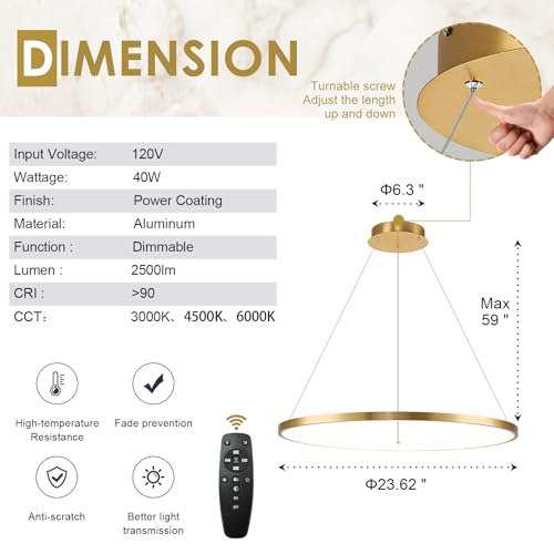 Brushed Gold LED Ring Chandelier 1