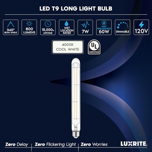 Vintage T9 Long LED Tube Light Bulbs 60W Equivalent (4 Count)