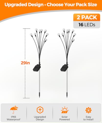 2 Pack Solar Garden Lights 16 LED (2 Count)
