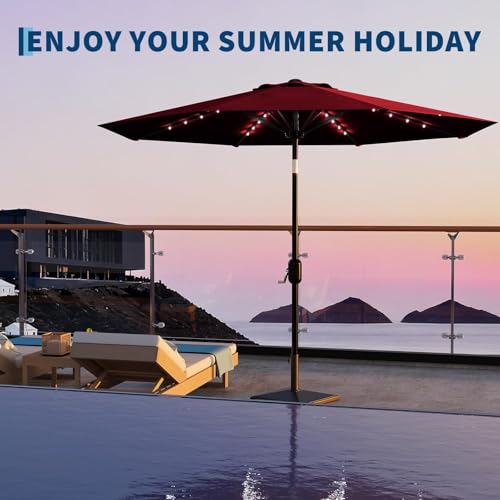 10 FT Patio Umbrella with Solar Lights
