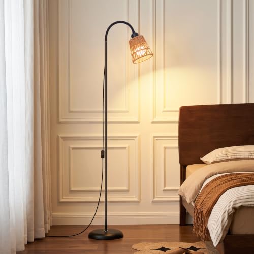 Boho Black Floor Lamp for Living Room (Black-1)