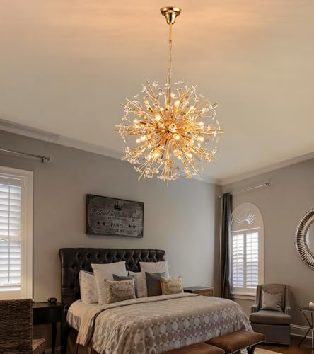Modern 20 Light Gold Sputnik Chandelier