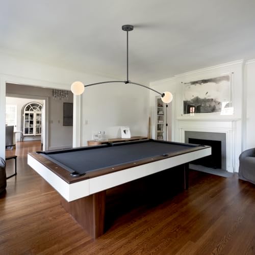 Black Sputnik Chandelier with Milk Glass Globe 2 Lights L45 Inch