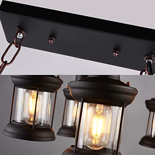 Rustic Industrial Retro Chandelier with 4 E26 Light and Adjustable Hanging Chain
