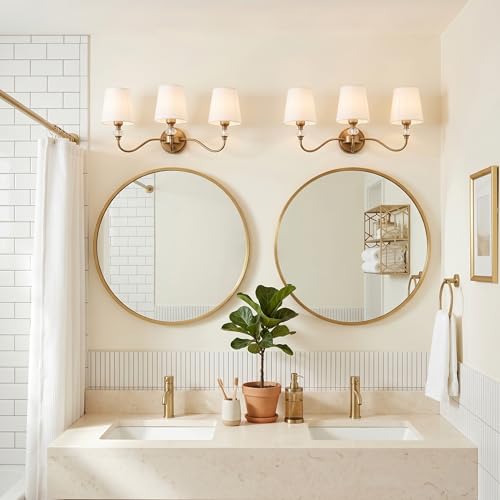 3 Light Vintage Bathroom Vanity Light Fixtures Over Mirror