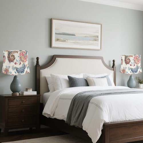 White with Paisley Print Large Lamp shades