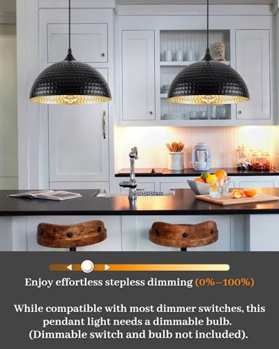 Hammered Pendant Lights Kitchen Island 2 Pack (2 Count)