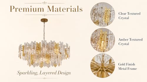 40" 12 Light Modern Art Ice Stick Crystal Chandelier