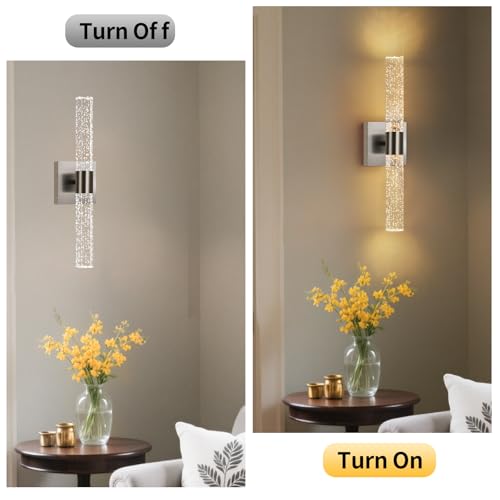 Modern Wall Sconces Set of Two in Brushed Nickel Finish 18 Inch