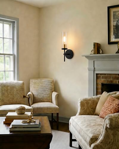 Hardwired Black and Gold Wall Sconce Set of Two Bathroom Sconces