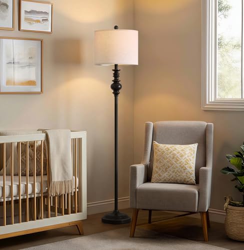 64.25" Farmhouse Floor Lamp for Living Room (Antique Black)