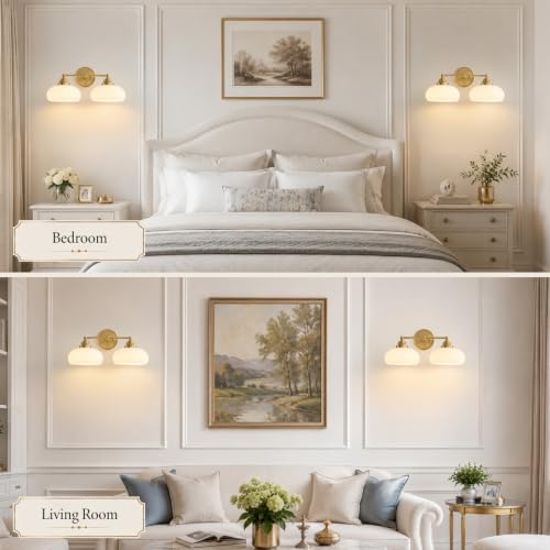 Vintage Milk Glass Wall Sconce (Antique Brass)
