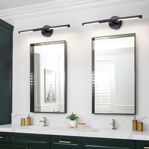 Matte Black Bathroom Light Fixtures Over Mirror 24 Inch