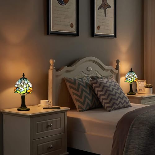 Tiffany Lamp Butterfly Stained Glass Bedside Nightstand Table Lamp