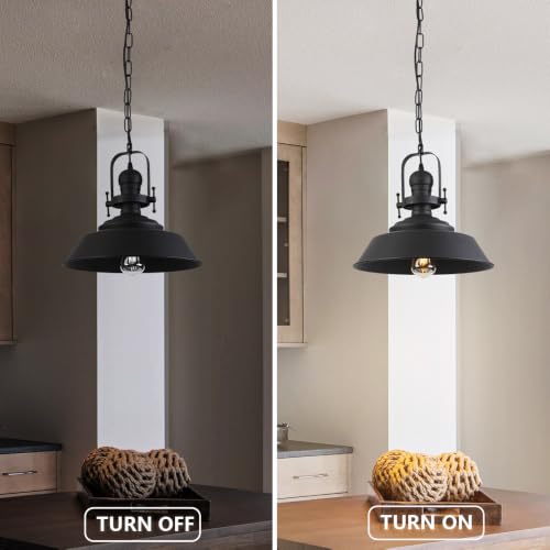 14" Farmhouse Black Pendant Light for Kitchen Island