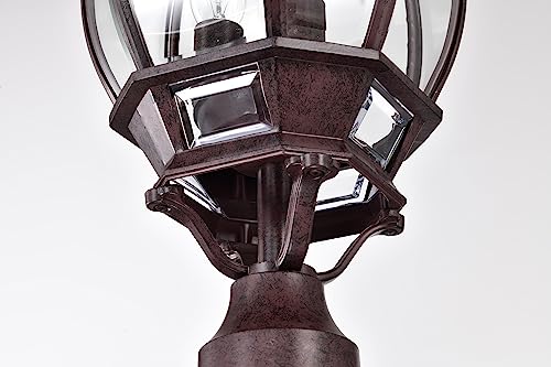 60/898, 3-Light Outdoor Post Lantern, Bronze, Beveled Glass