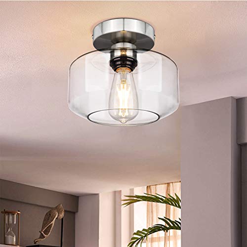Industrial Semi Flush Mount Ceiling Light Brushed Nickel