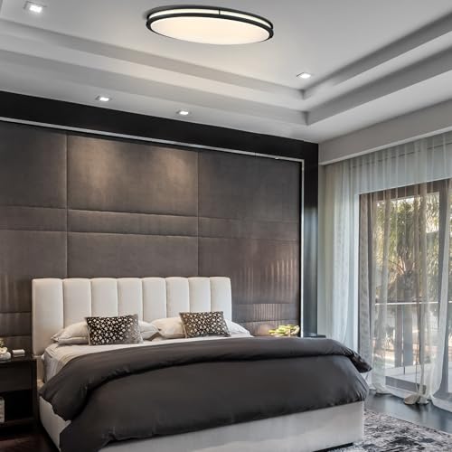 33 Inch Oval Black Ceiling Light Fixture for Living Room