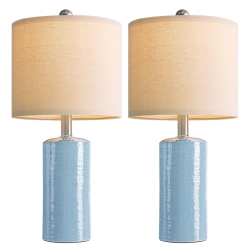 Small Table Lamps Set of 2 for Living Room 20.25" Blue Lamps Bedside Lamps (2 Count)