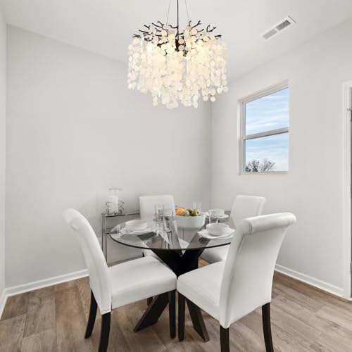 18" Capiz Shell Chandelier Black Crystal Tree Branch Chandelier