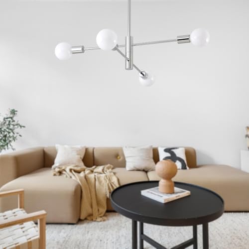 Modern Sputnik Lighting Fixture 4 Bulbs Chrome Ceiling Light Fixture