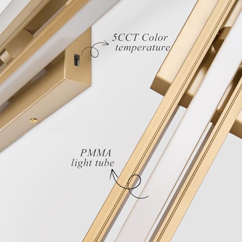 55" Long Vanity Light Gold Bathroom Wall Light Fixtures Long Vanity Lights Over Mirror Lighting Lamps Dimmable Bathroom Wall Mount Lighting Over Vanity Mirror