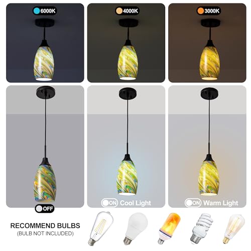Mini Glass Pendant Light 4.72" Colorful Oval Pendant Lights