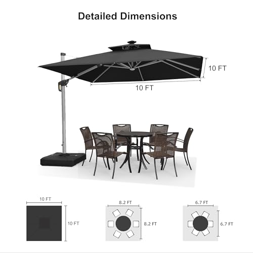 Patio Umbrella wtih Base 10'X10' Double Top LED Light