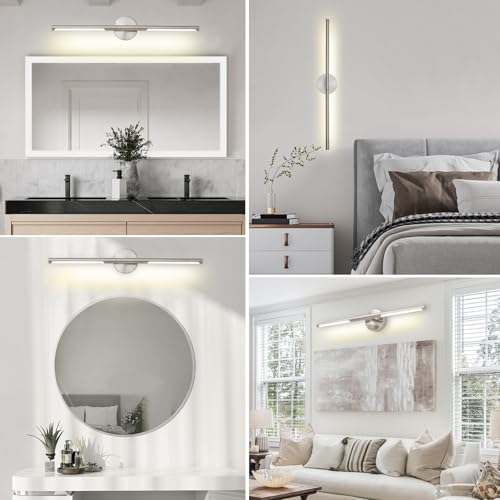 Brushed Nickel Bathroom Light Fixtures Over Mirror 36 Inch