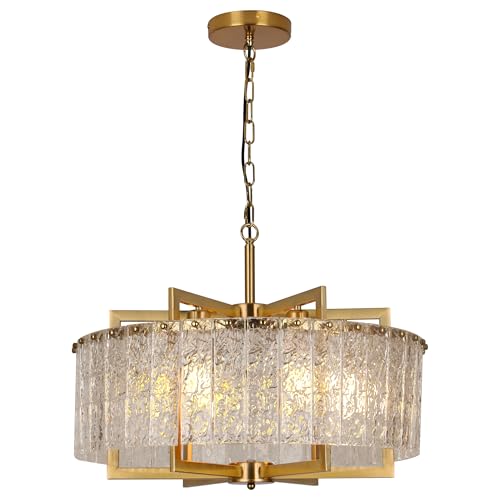 Modern Crystal Chandeliers for Dining Room Gold Pendant Lights 24"