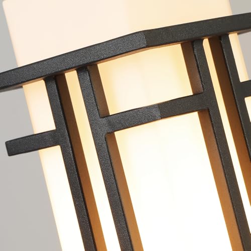 Outdoor Post Lights Waterproof Metal Frame with Milk White Frosted Glass Pier Mount Outdoor Lighting Fixtures