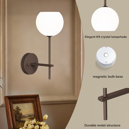 Brown Battery Operated Wall Sconces Set of 2 (2 Count)
