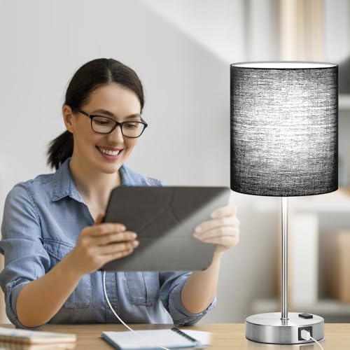 Set of 2 Touch Control Table Lamps with 2 USB & AC Outlet (2 Count)